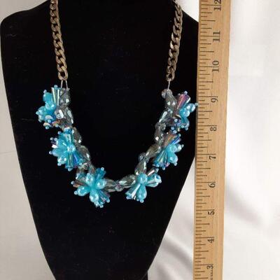 Turquoise Blue Flowers Necklace