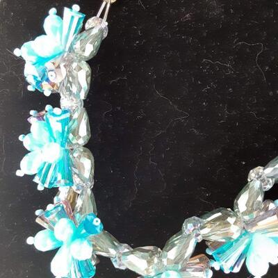 Turquoise Blue Flowers Necklace