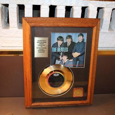 Framed Beatles Hard Days Night gold album memorabilia display (#29)