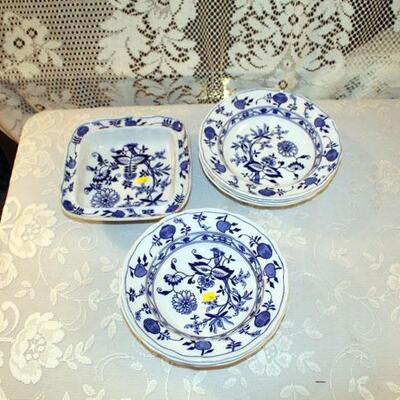 England Blue Meissen china, 8 bowls, one server (#58)