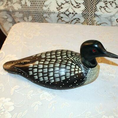 Carved wood duck decoy, signed Scott Huntsman, 16" (#65)
