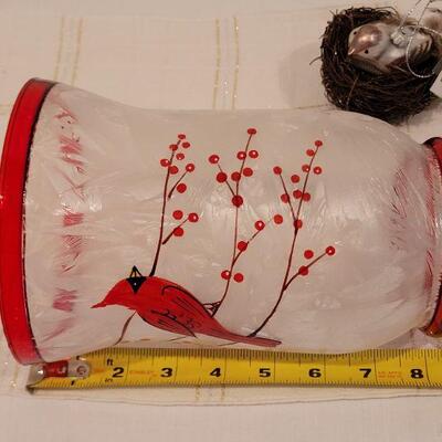 Lot 689: Assorted Christmas Theme Home Deco (Glass Tree, Vase and Ornament) 