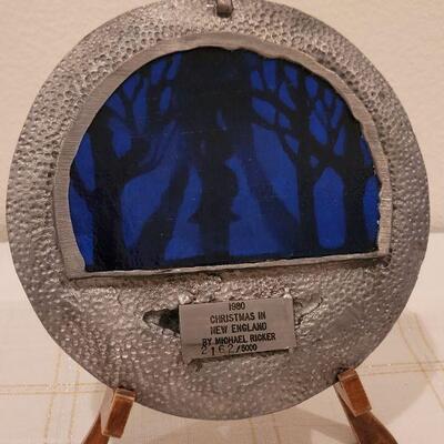 Lot 694: Vintage 1980 Michael Ricker CHRISTMAS IN NEW ENGLAND Pewter Plate