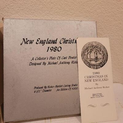 Lot 697: Vintage 1980 CHRISTMAS IN NEW ENGLAND Pewter Plate 