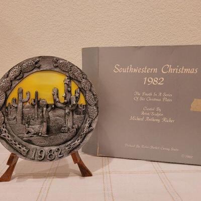 Lot 700: Vintage 1982 SOUTHWESTERN CHRISTMAS Pewter Plate