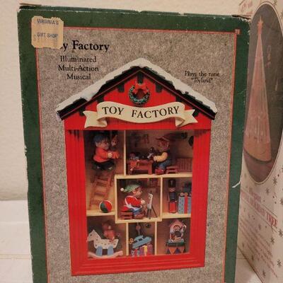 Lot 721: Crystal Holiday Tree + Illuminated Toy Factory