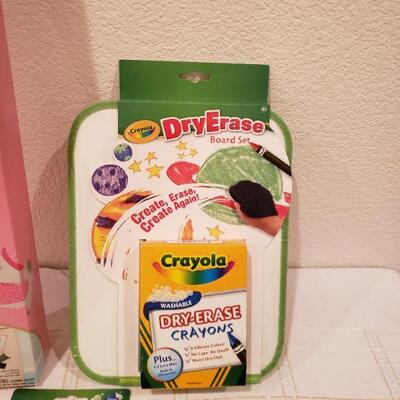 Lot 764: New Movable Fashion Decorations, "Bell" Plushie, Dry Erase Board/Art Supplies 