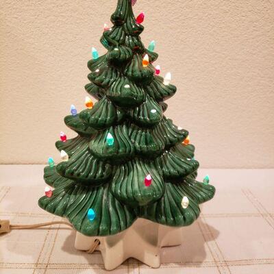 Lot 765:  Vintage Atlantic Mold Ceramic Music Box Christmas Tree (Lights & Music Both Work--Missing Some Bulbs)