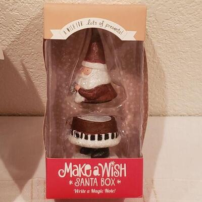Lot 772:  New Snowman Slippers, (3) Snowman Charms, Snowflake Socks, Santa Wish Box, Cat Plushie 