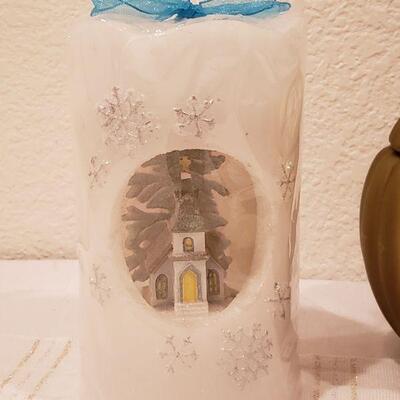 Lot 779:  NEW Hallmark Colorado Ornament, Wick Candle & LED Church Scene Candle 