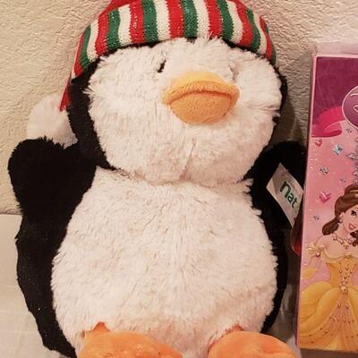 Lot 782:  NEW Disney Princess Jewelry, Decorations, Books, Puzzle- Butterfly Wallet and Penguin Plushie