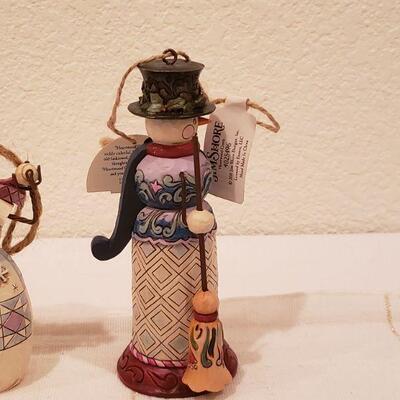 Lot 793:  (3) Jim Shores Snowman Nutcracker, Ornament & Mother Angel 