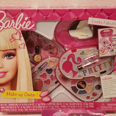 Lot 797:  New Barbie Make up Center, Disney Princess Tiara & Jewelry & Lip Gloss
