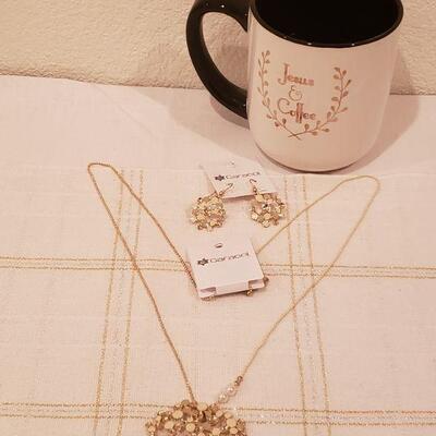 Lot 801:  New Necklace & Earrings and Coffee Cup 