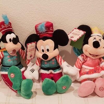 Lot 808:  New Disney Hallmark Nutcracker Sweets Mickey, Minnie & Goofy Animated Plushies