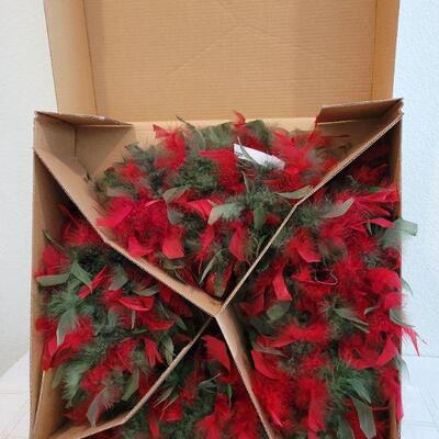 Lot 829: 19" Vintage ANGEL WREATHS Christmas Red Feather Wreath in Box #1