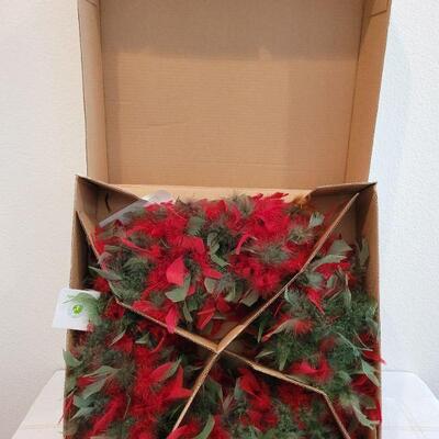 Lot 830: Vintage ANGEL WREATHS Red Feather 19" Christmas Wreath in Box #2