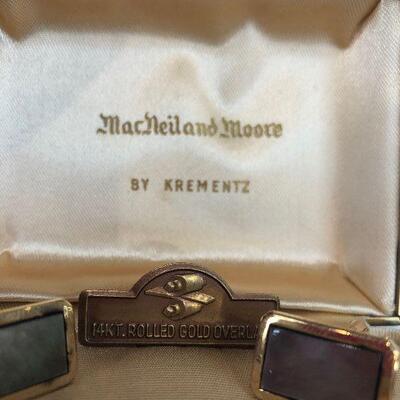 Lot - 107 - Swank Sterling Silver Cuff Links and Mac Neiland Moore, by Krementz Cuff Links (14 KT Rolled Gold Overlay)