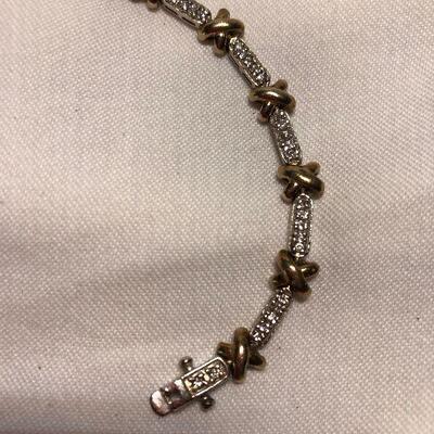 Lot 117 - Sterling Silver Bracelet with Gold and Rhinestones