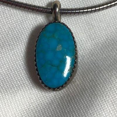 Lot 118 - Turquoise and Sterling Silver Necklace, Sterling Silver Earrings (Signed by Artist) and Sterling Silver Dangle Earrings