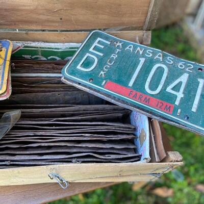 Lot of Vintage & Antique Auto and Farm License Plates