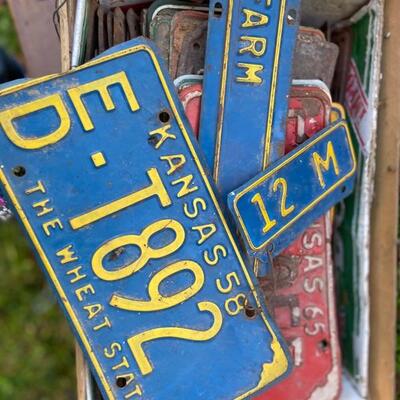 Lot of Vintage & Antique Auto and Farm License Plates