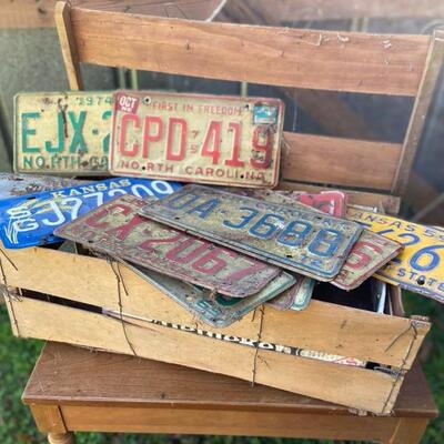 Lot of Vintage & Antique Auto and Farm License Plates