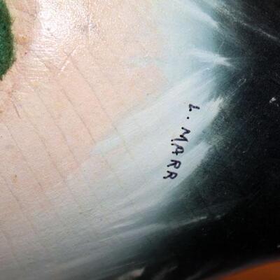 Carved wood painted duck decoy signed L. Marr (#67)