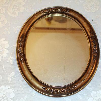 Oval gilt wood fiber frame mirror (#74)