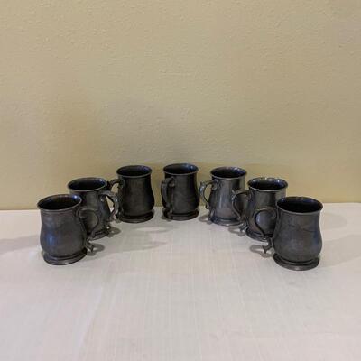 Set of 7 Pewter Mugs