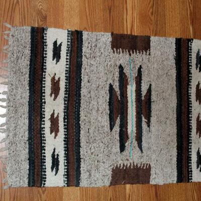 Handmade wool throw rug or coverlet, 2' x 3.2' (#84)