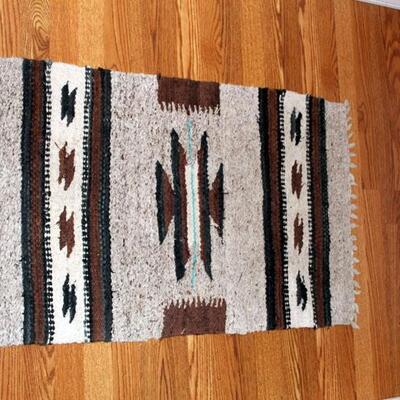Handmade wool throw rug or coverlet, 2' x 3.2' (#84)