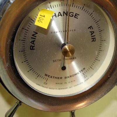 Seth Thomas Ship's wheel clock and barometer, rare nickel finish (#106)