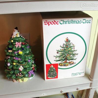 Spode Christmas Tree cookie jar, with box (#107)