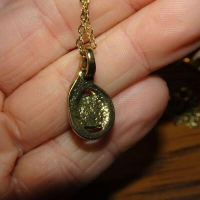 Gold Tone Amethyst Colored Stone Necklace Earrings & Bracelet Set 