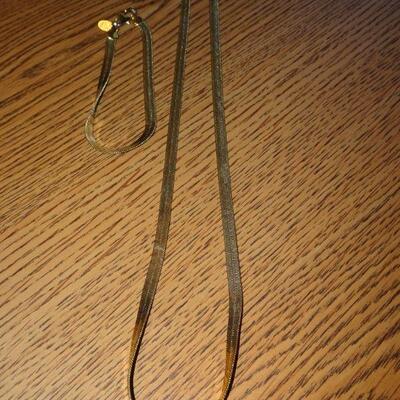 Lot #0079 - Gold Tone Snake Necklace & Matching Bracelet 
