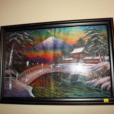 Framed Mt. Fuji in silk (#119)