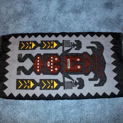 Hand woven wool throw rug or cover from Ecuador, 3.10' x 1.11' (#127)