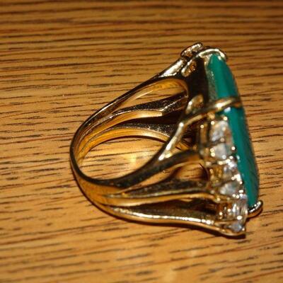 Lot #0089 - Faux Emerald Cut Statement Ring Size 8.5