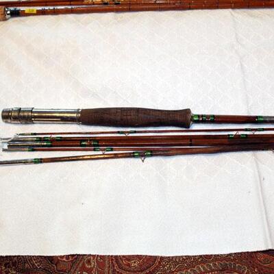Compactible 6 piece split bamboo fly rod, unsigned (#140)