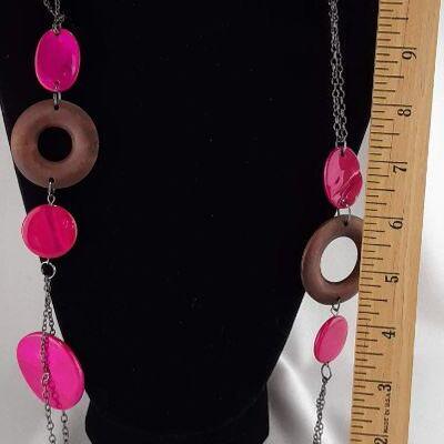 Pink Disc Necklace
