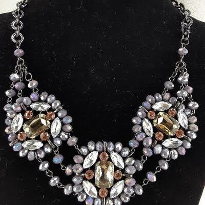Purple Crystal Cluster Necklace
