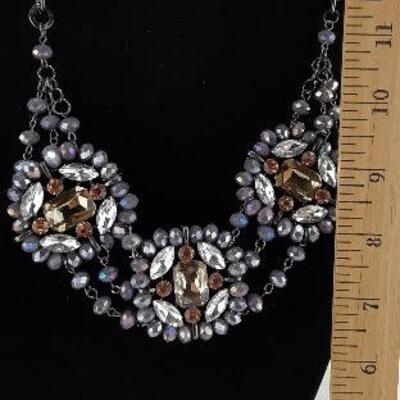 Purple Crystal Cluster Necklace