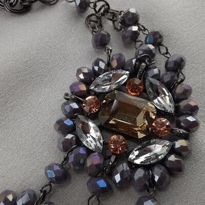 Purple Crystal Cluster Necklace