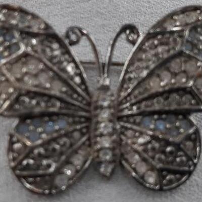 Blue Crystal Butterfly Pin