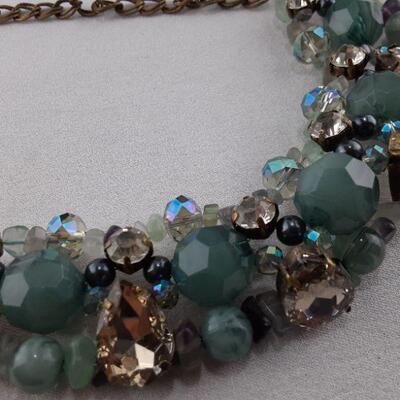 Blue Green Cluster Beads Necklace