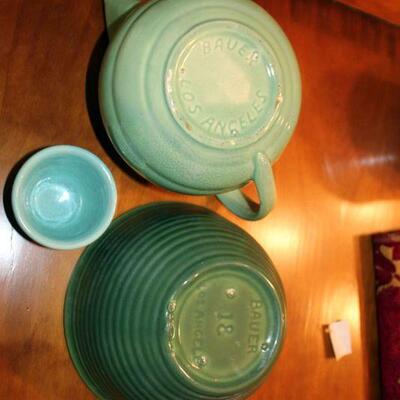 Three pieces Vintage Bauer pottery  (#174)