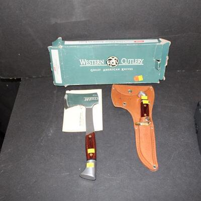 Western Cutlery Hunting knife and ax set, new in box  (#316)