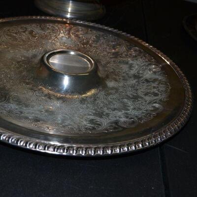 LOT 336. SILVER PLATE BOWL AND PLATTER