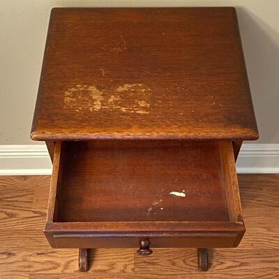 Vintage Small Wood Side Table with Drawer by Finch Fine Furniture 